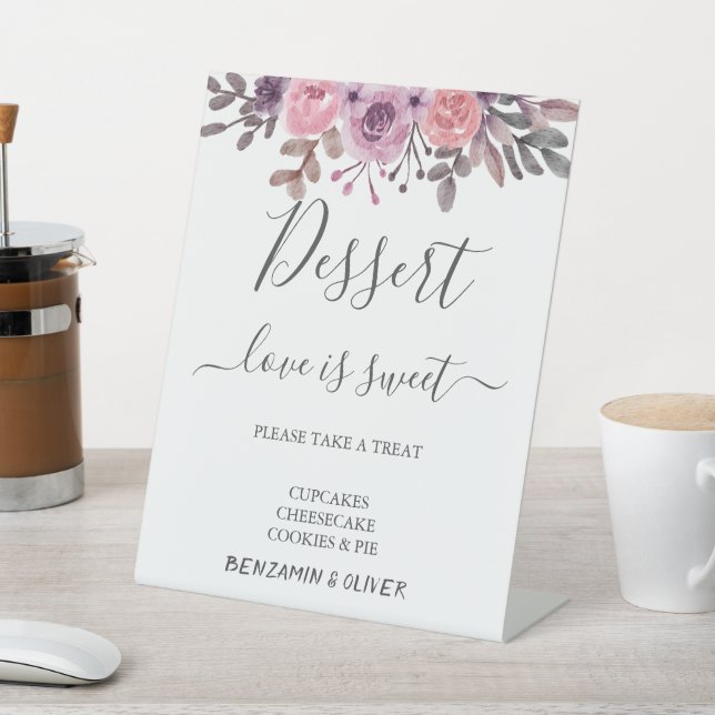 Elegant Blush Floral Dessert Bar Sign (In SItu)