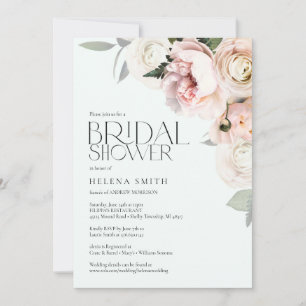 Elégant Blush Floral Fête des mariées Invitation f