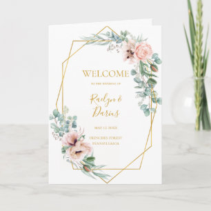 Elegant Blush Floral   Folded Wedding Program