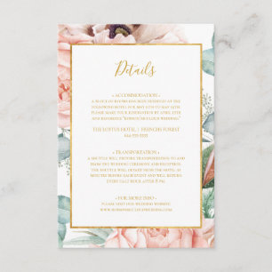 Elegant Blush Floral Garden   Details Enclosure Card