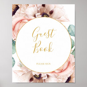 Elegant Blush Floral Garden   Guest Book Sign