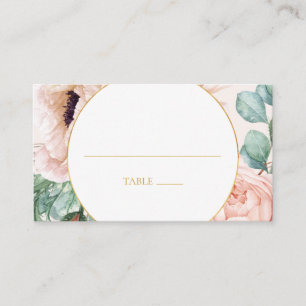 Elegant Blush Floral Garden   Pastel Flat Wedding Place Card