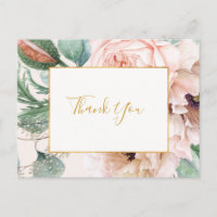 Elegant Blush Floral Garden | Pastel Thank You
