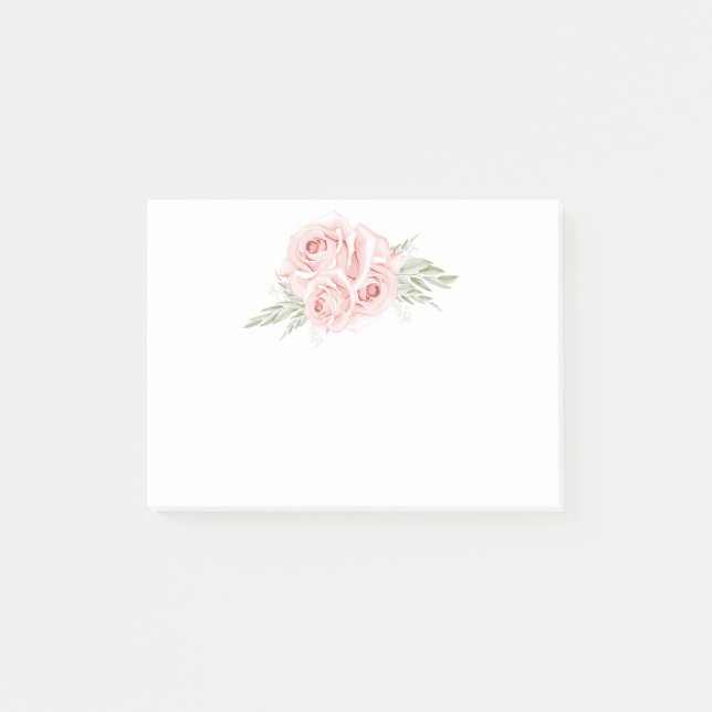 Elegant Blush Floral Garden Pink Rose Post-it Note (Front)