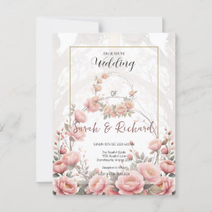 Elegant Blush Floral Garden Romantic Wedding  Postcard
