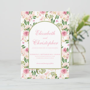Elegant Blush Floral Garden Wedding Invitation