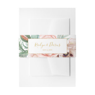 Elegant Blush Floral Garden   Wedding Invitation Belly Band