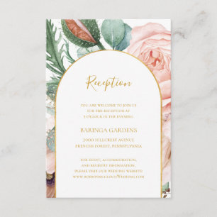 Elegant Blush Floral Garden   Wedding Reception Enclosure Card