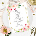 Elegant Blush Floral Geometric Budget Wedding Menu<br><div class="desc">A simple chic calligraphy wedding menu card. I do offer a free customisation service,  if you have any questions or special requests,  please feel free to contact me.</div>