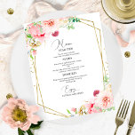 Elegant Blush Floral Geometric Wedding Menu Card<br><div class="desc">A simple chic calligraphy wedding menu card. I do offer a free customisation service,  if you have any questions or special requests,  please feel free to contact me.</div>