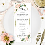 Elegant Blush Floral Geometric Wedding Menu Cards<br><div class="desc">A simple chic blush floral watercolor wedding menu card for the plate. Easy to personalize with your details. CUSTOMIZATION: If you need design customization,  please contact me through chat; if you need information about your order,  shipping options,  etc.,  please contact directly Zazzle support.</div>