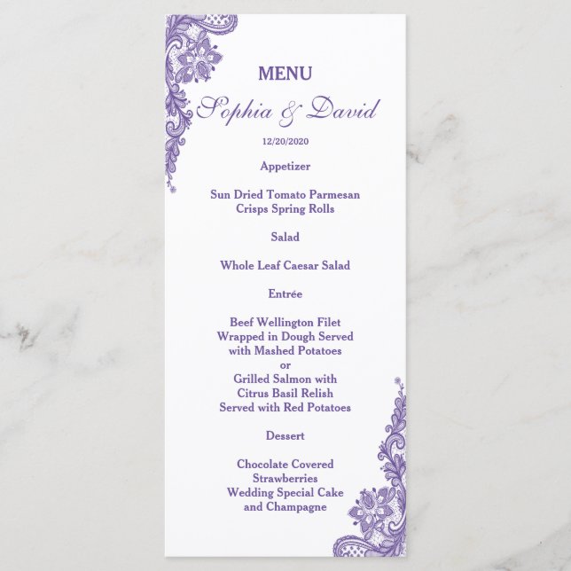 Elégant Blush Floral Gold Frame Menu Mariage (Devant)