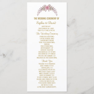 Élégant Blush Floral Gold Frame Programme de maria