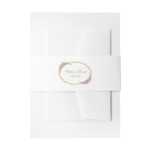 Elegant Blush Floral Gold Frame Wedding Wedding Invitation Belly Band