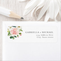 Elégant Blush Floral & Greenery Adresse de retour