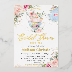 Elegant Blush Floral High Tea Party Bridal Shower