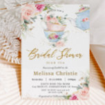 Elegant Blush Floral High Tea Party Bridal Shower Invitation<br><div class="desc">Personalize this elegant tea party bridal shower invitation with your own wording easily and quickly, simply press the customize it button to further re-arrange and format the style and placement of the text.  This chic invitation features a pretty baby blue teapot, tea cups, beautiful watercolor blush pink roses and dainty...</div>