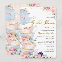 Elegant Blush Floral High Tea Party Bridal Shower