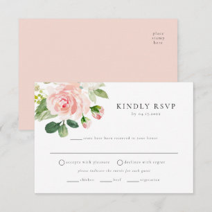 Élégant Blush Floral Meal Choice Carte postale RSV