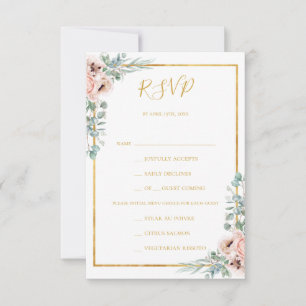 Elegant Blush Floral   Menu Choice RSVP Card