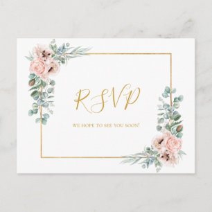 Elegant Blush Floral   Menu Choice RSVP Card