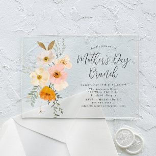 Elegant Blush Floral Mother's Day Brunch Acrylic Invitations