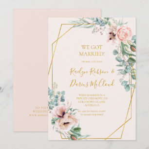 Elegant Blush Floral Pastel Elopement Announcement