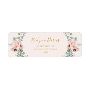 Elegant Blush Floral   Pastel Return Address Label