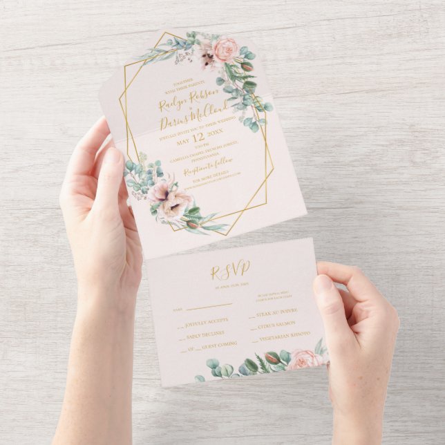 Elegant Blush Floral | Pastel Seal And Send All In One Invitation (Tearaway)