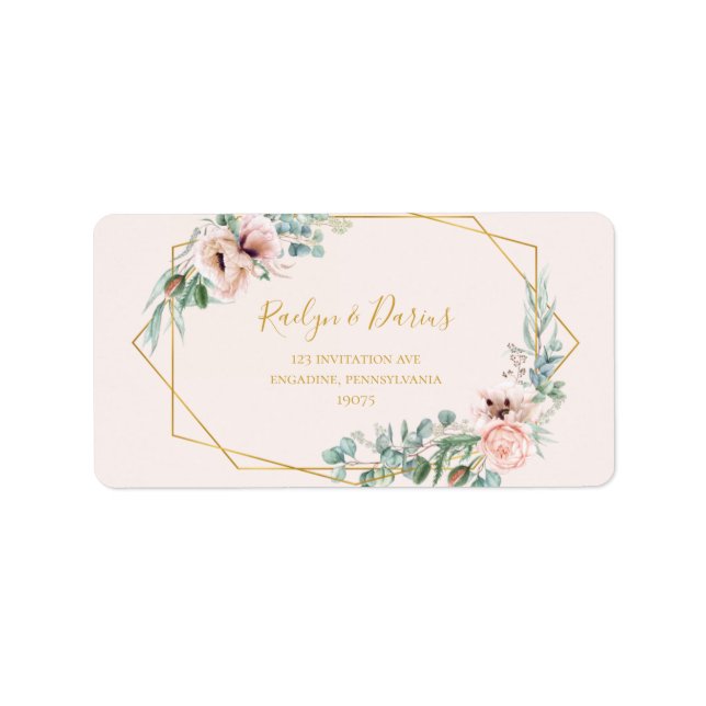 Elegant Blush Floral | Pastel Wedding RSVP Address Label (Front)