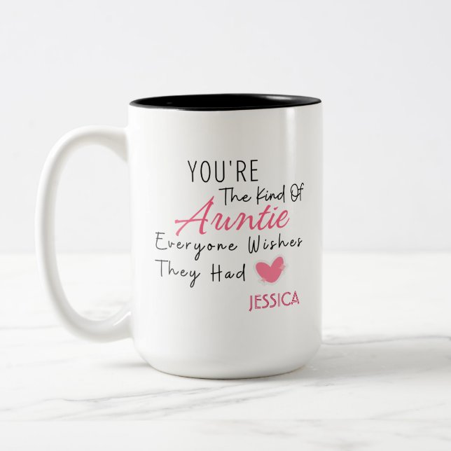 Élégant Blush Floral Personnalisé Tante Mug Cadeau (Gauche)