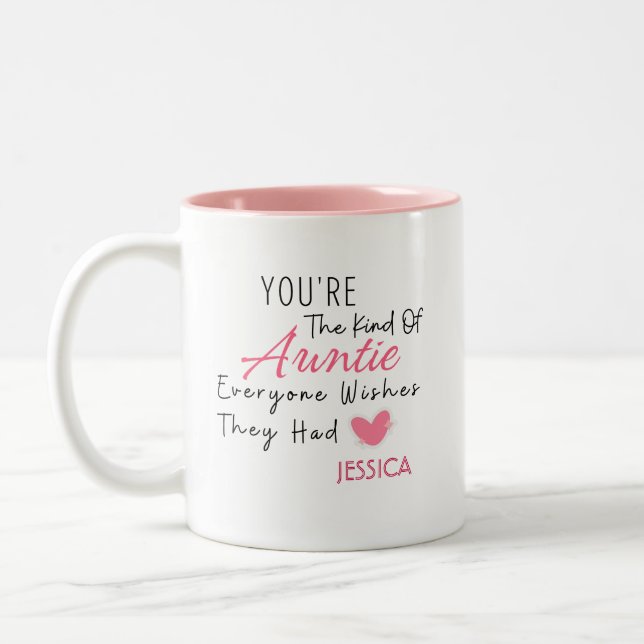 Élégant Blush Floral Personnalisé Tante Mug Cadeau (Gauche)