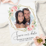 Elegant Blush Floral Photo Wedding Save the Date Magnet<br><div class="desc">Elegant Blush Floral Photo Wedding Save the Date Magnet</div>