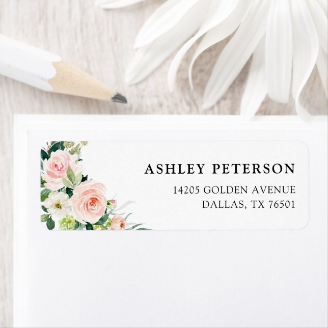 Elegant Blush Floral Return Address Label (Insitu)