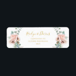 Elegant Blush Floral | Return Address Label<br><div class="desc">This elegant blush floral | return address label is perfect for your boho, pink spring botanical wedding. Design includes a floral frame featuring a simple watercolor peach champagne rose, minimalist sage green eucalyptus greenery, and a modern unique neutral, coral poppy wildflower. The design is one of luxury, ideal for a...</div>
