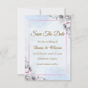 Elegant Blush Floral Save the Date Card
