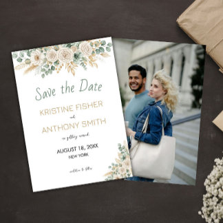 Elegant Blush Floral Save the Date Card
