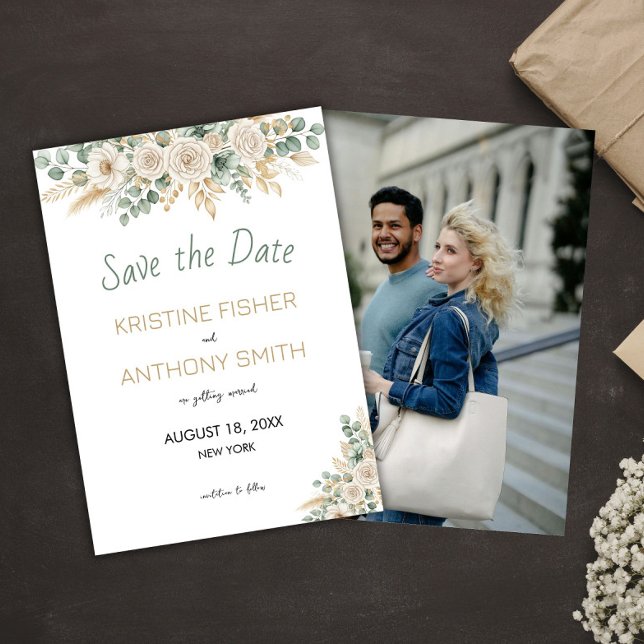 Elegant Blush Floral Save the Date Card (Elegant Blush Floral Save the Date Card)