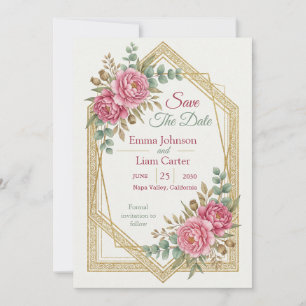 Elegant Blush Floral Save the Date Invitation