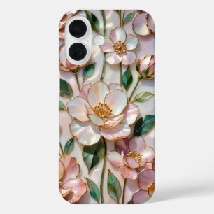 Elegant Blush Floral Stained Glass Phone Case