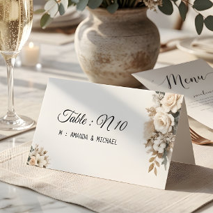 Elegant Blush Floral Table Number Place Card