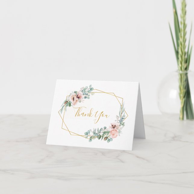 Elegant Blush Floral | Thank You Card (Front)