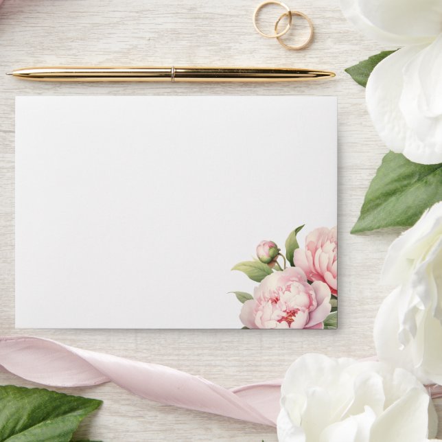 Elegant Blush Floral Watercolor Modern Wedding Envelope (Wedding)