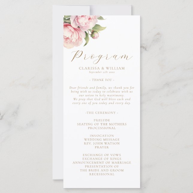 Elegant Blush Floral Watercolor White Wedding (Front)