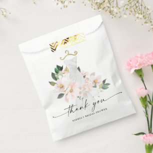Elegant Blush Floral Wedding Dress Bridal Shower Favour Bag