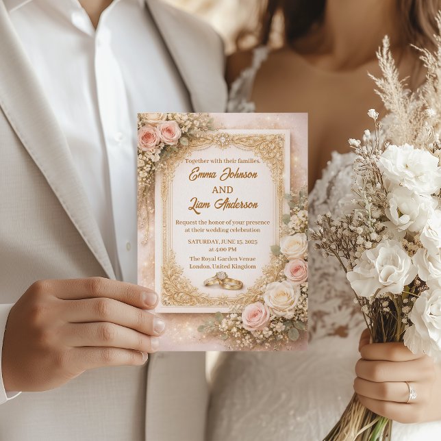 Elegant Blush Floral Wedding Invitation (Creator Uploaded)