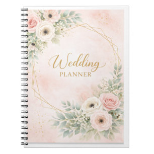 Elegant Blush Floral Wedding Planner Notebook
