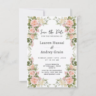 Elegant Blush Floral Wedding Save the Date