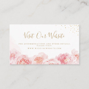 Elegant blush floral wedding website Insert card