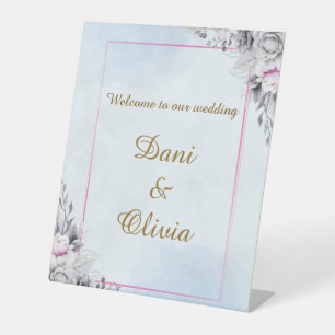 Elegant Blush Floral Wedding Welcome Sign